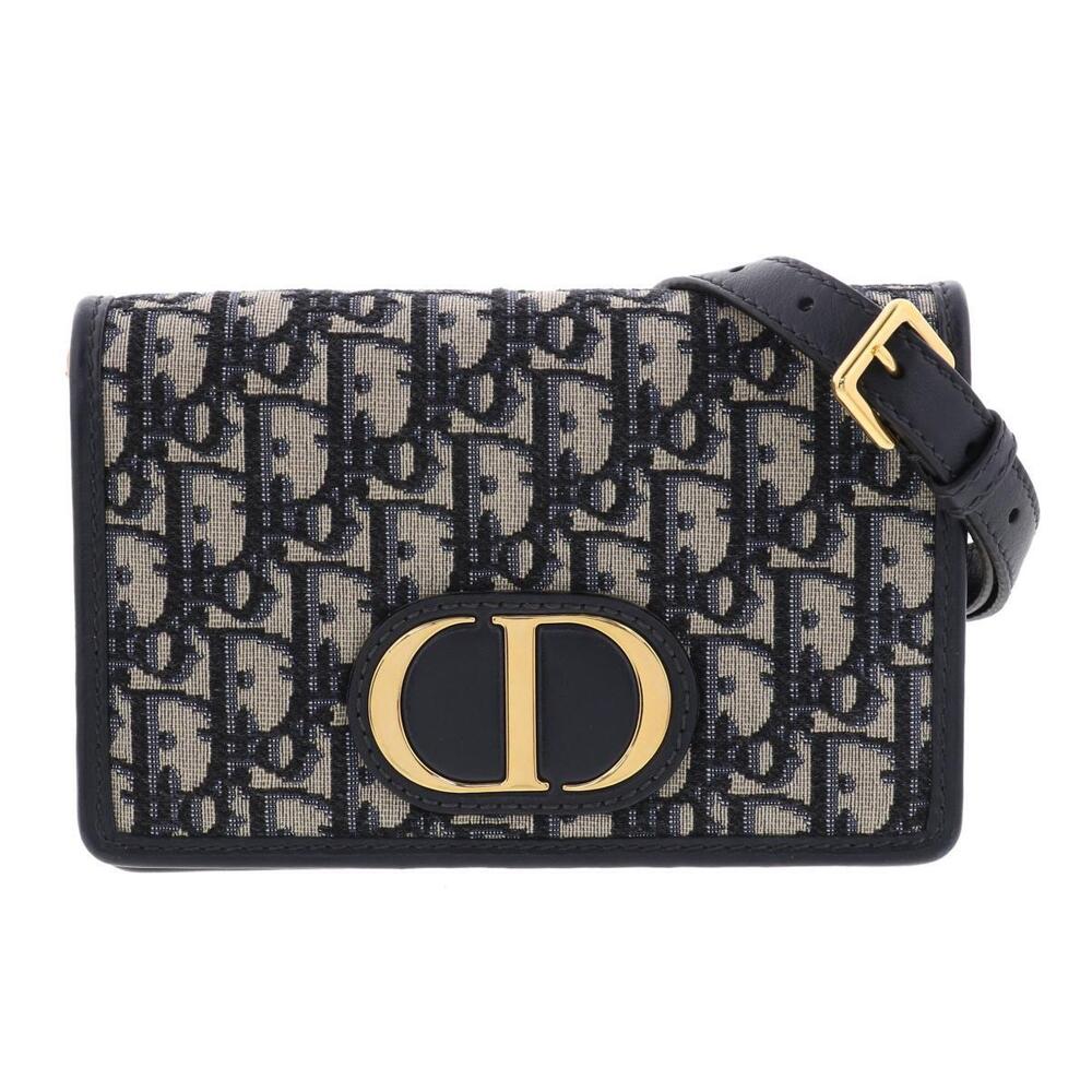Christian Dior Oblique Monteigne Shoulder Bag Navy Blue